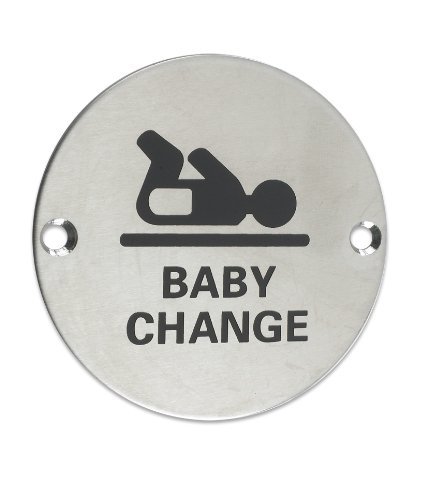 ZSS08SS Baby Change Toilet Sign Sex Symbol 76mm Dia Satin Stainless Steel from The Door Handle Store
