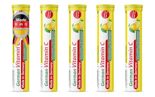 Vitamin C 180 mg - 5 x 20 effervescent Tablets - Lemon Flavor - T&D Pharma German Vitamin C - Made in Germany