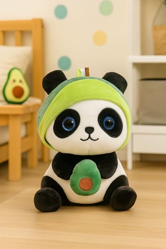 Image of Fun4you Avocado Panda Soft Toy | Cute Plush Stuffed Animal with Hoodie for Kids | Cuddly Panda Doll for Baby Girls & Boys | Birthday Gift, Sleeping Companion & Nursery Decor (30 cm)