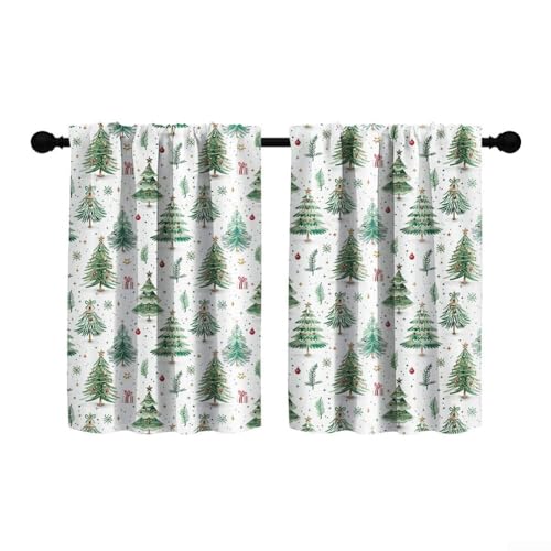 Honseadek Tenda corta natalizia, in tessuto di poliestere, design con asta, motivo divisorio oscurante, protezione della privacy, decorazione festiva per finestre (larghezza 190 x lunghezza 152 cm)