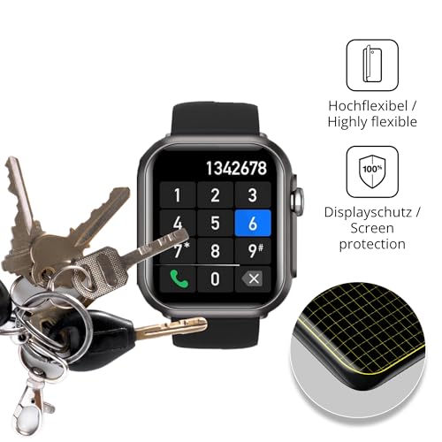dipos I 2x Protector de Pantalla compatible con Banlvs Smartwatch 1.73 Zoll - cobertura 100% para pantalla I 3D Full Cover láminas protectoras - imagen 3