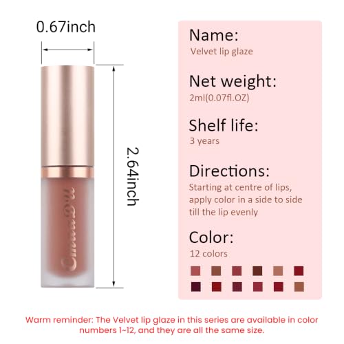 Image of evpct 1Pcs Light Nude Soft Brown Matte Liquid Lipstick Lip Gloss Glossy Set for Black Women 24 Hour Silky Velvet Lipstick labiales matte larga duracion mate 24 horas originales 12#