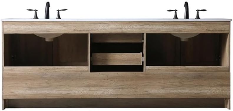 Elegant Kitchen and Bath Soma 84" Solid Wood Double Bathroom Vanity in Oak