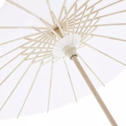 Sombrinha Oriental Chinaesa Branca Lisa Nylon - 83 cm x 54 cm