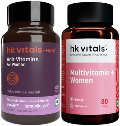 hk vitals Hair Vitamins for Women, 60 Tablets + Multivitamin Plus Women