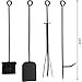 Fireplace Tools Set Brush Shovel Poker Tongs for Indoor Outdoor or Backyard Garden Firepit - No Screws are Required for Assembly !