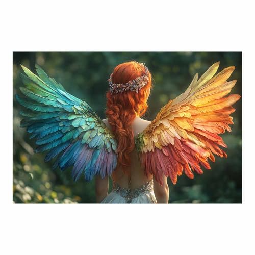 Poster vintage Renaissance femme ailes arc-en-ciel TERUEA rouge 70x100cm pour habiller un mur vide