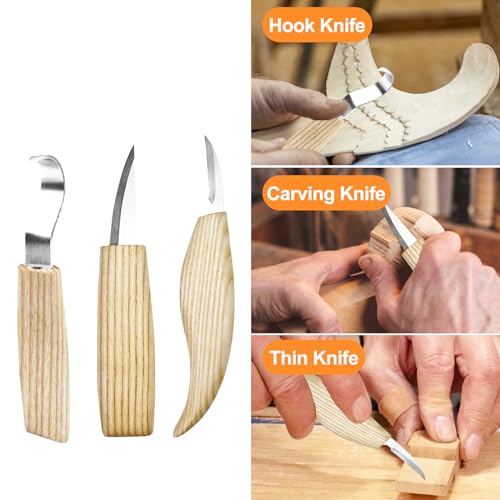 Traxenta Schnitzmesser, 25 STK Schnitzwerkzeug für Holz, Schnitzen Set Kinder, Schnitzset für Erwachsene, Holzschnitzwerkzeug, Schnitz Werkzeug Kit, Wood Carving Tools Knife, 11 Holzschnitzmesser