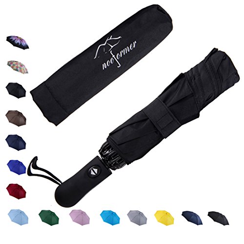 NOOFORMER Automatic Inverted Folding Umbrella - Compact Lightweight Windproof Travel Reverse Car Umbrellas for Men Women Multiple Colors