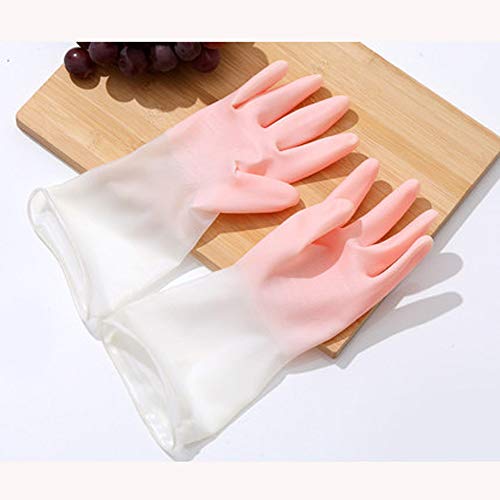 Preisvergleich Produktbild QLSN Spülhandschuhe Handschuhe, Geschirrspülen Wiederverwendbare Auto Wash Reinigung Scrubber, Home Küche Wäschehandschuhe Gummi Wasserdicht Langlebig 4Pcs M Pink