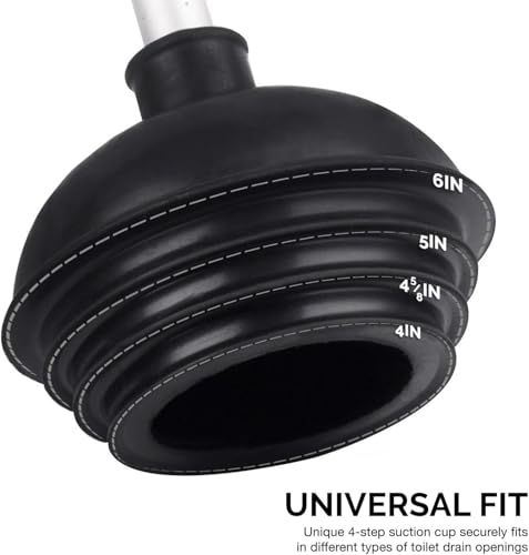 Image of NEIKO 60169A Toilet Plunger | 2 Piece | Bonus Mini-sink and Drain Plunger | Compact | Patented All-Angle Design | Telescopic Aluminum Handle