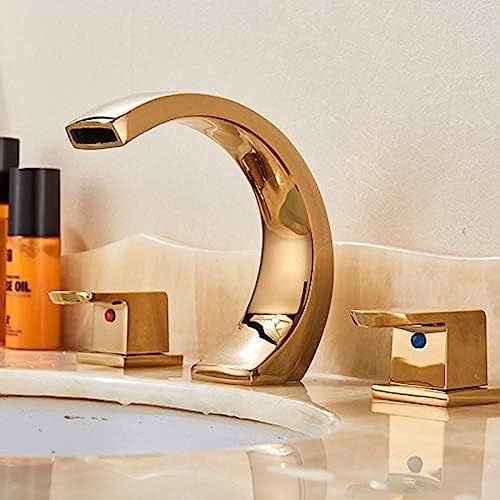 Robinet de baignoire doré retro au design pont elegant pour salle de bain chic