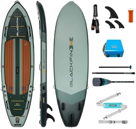 iROCKER Blackfin Model X 6.0 Inflatable Stand Up Paddle Board Premium SUP and Accessories Made for All Skill Levels, Enhanced Stability (Gator)