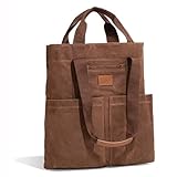 Montana West x Lee Waxed Canvas Tote Bag for Women with 2 Front Pockets Top-Handle Handbag Foldable Shoulder Bag LEE51-008LBR