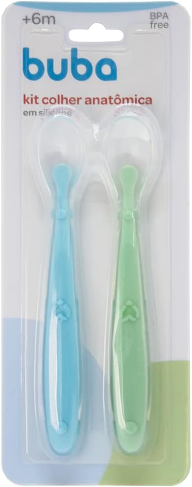 Buba Kit Colher Silicone Azul E Verde