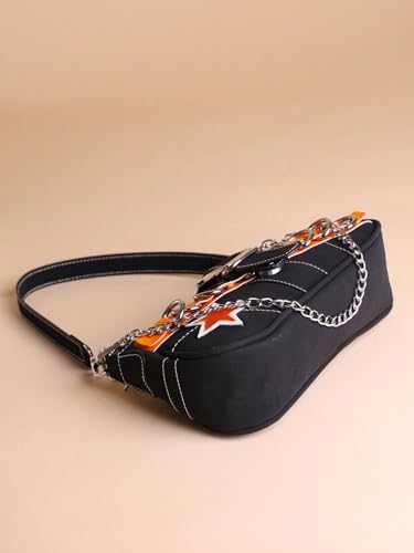 Image of Verdusa Women's Y2k Star Embroidery Shoulder Bag Mini Chain Vacation Hobo Handbag Purses Orange One-Size
