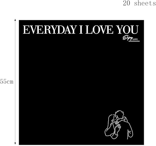 Miniatura 3 de Ibluelover 20 hojas de ramo de flores de envoltura de papel de envoltura de papel negro impermeable para floristería, regalo para San Valentín,