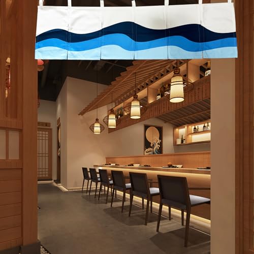 CAGFINY Rideau de Restaurant de Style Japonais Bannière Suspendue Porte Noren Rideau en Tissu Décoration Horizontale pour Bar à Sushi Izakaya, 150x40 cm – vue 4