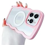 Skyseaco for iPhone 14 Pro Max Case Compatible with MagSafe, Cute Curly Wave Frame Shape Shockproof