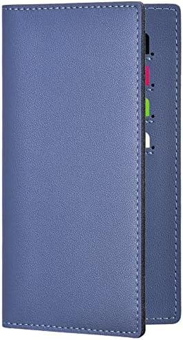 Checkbook Covers for Personal Duplicate Checks, Genuine Leather Checkbooks Register Cover Holder Wallets for Women & Men (Blue Gray)