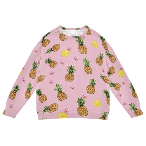 JUNZAN Funny Pineapples Fruit Pink Big Boys Hoodie Sweatshirt Long Sleeve Kids Pullover Hoodie Athletic 4T