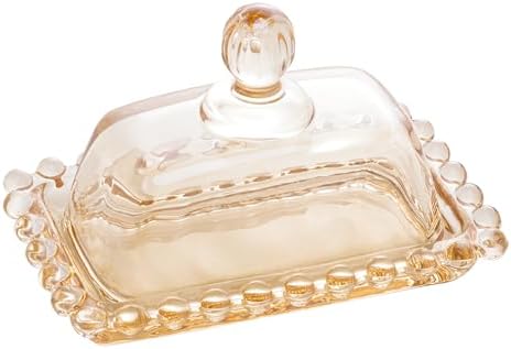 WOLFF - Manteigueira de Cristal Âmbar Metalizado 11cm x 7cm x 7cm...