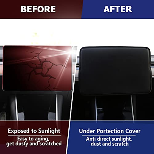 XTAUTO Screen Protector Cover Compatible with Tesla Model 3 Model Y Center Console Display Cover Folding Sun Shade Sleeve Screen Protection from Scratch, Dust, Heat Tesla Interior Accessories (Black) by XTAUTO - Image 3