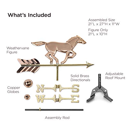 Good Directions 801PR Horse Cottage Weathervane, Polished Copper with Roof Mount - Image 4