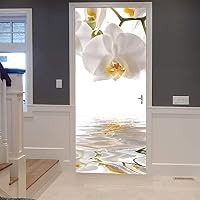 OrchidéE Blanche Zen Auto-Adhésif 3D Sticker Porte Poster de Porte