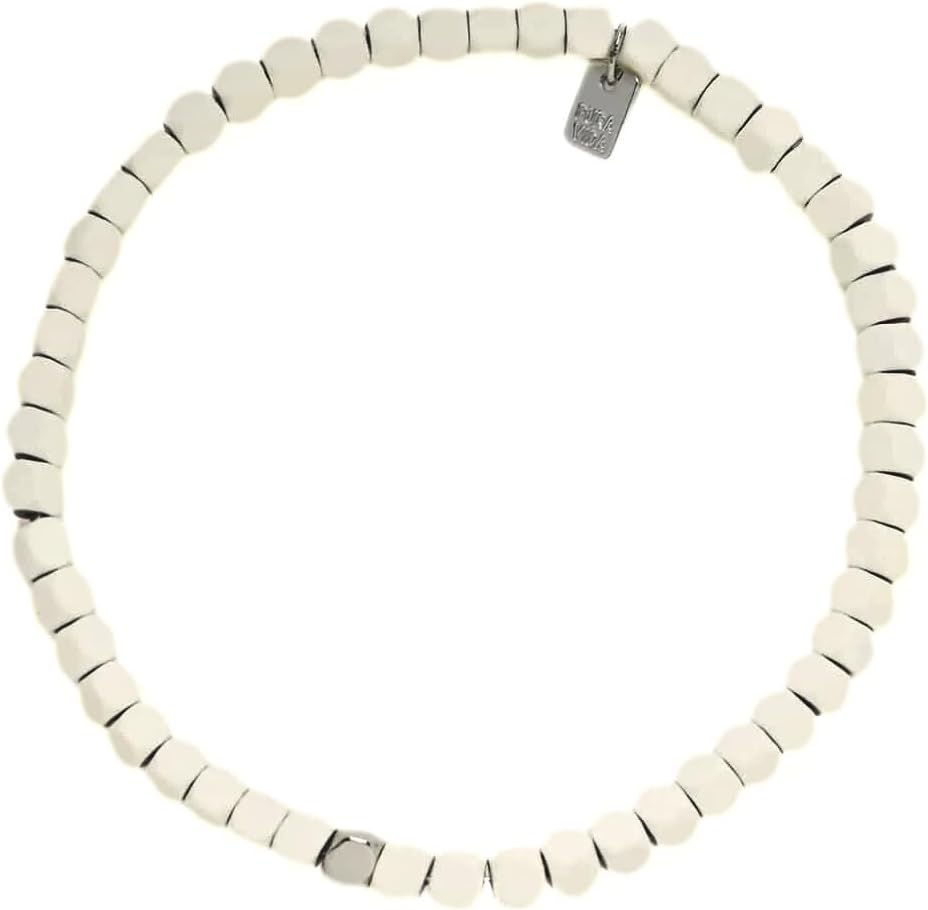 Pura Vida Men's Coated Hematite Stretch Bracelet - 100% Waterproof, Wax-Coated - With silver Charm