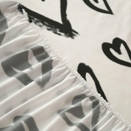 Sdiii 3Pcs Heart Full Fitted Sheet Set, 1 Fitted Sheet And 2 Pillowcases, Excluding Flat Sheet, Bed In A Bag Heart Bedding Full Sheet Set thumb #5