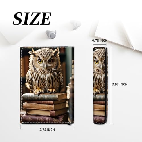 Credit Card Holder Aluminum Auto Pop Up Wallet, Slim Minimalist Credit Card Holder For Men and Women, Leather Card Case Front Pocket Trifold Wallet RFID Blocking Wallets,Owl with Books2