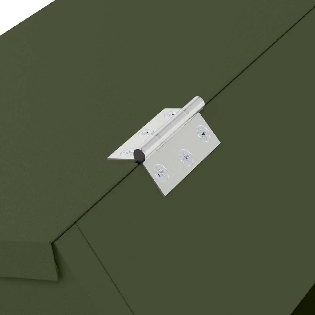 Moderner Kaninchenfutterautomat aus Stahl in Olivgrün – Robuster Kleintierfütterer für drinnen und draußen, 33,5 x 25,5 x 45,5 cm