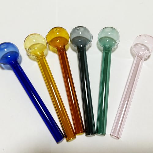 12cm Glass Water Pipe Oil Burner Accessories 12pcs (6 Colors)