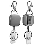 2 Pack Retractable Badge Holder Reel, All Metal ID Badge Holder with Carabiner Belt Clip Key Ring fo