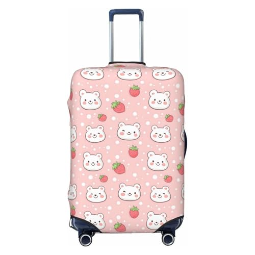 Luggage Cover Protector - Cute Bear Strawberry Print Fit 25-28 Inch Suitcase Covers for Luggage