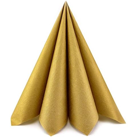 100 Stück | 33 cm Papierservietten GOLD Tissue Servietten 3-lagig Tischdekoration Tischdeko Deko Lunch Cover
