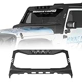 Hooke Road Mad Max Windshield Frame Cover Roof Sun Visor Cowl Body Armor for 2007-2018 Jeep Wrangler JK & Unlimited Include 4 LED Light Pods