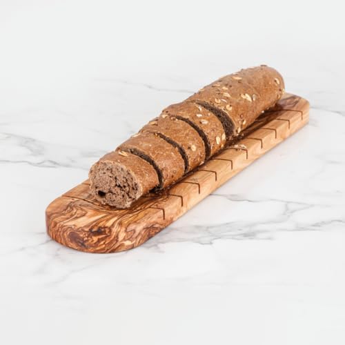 M´Zaytouna Baguette Planche à découper en bois d'olivier, planche à pain, planche de service, planche en bois d'olivier faite à la main, 100 % bio, planche en bois pour couper et servir des baguettes