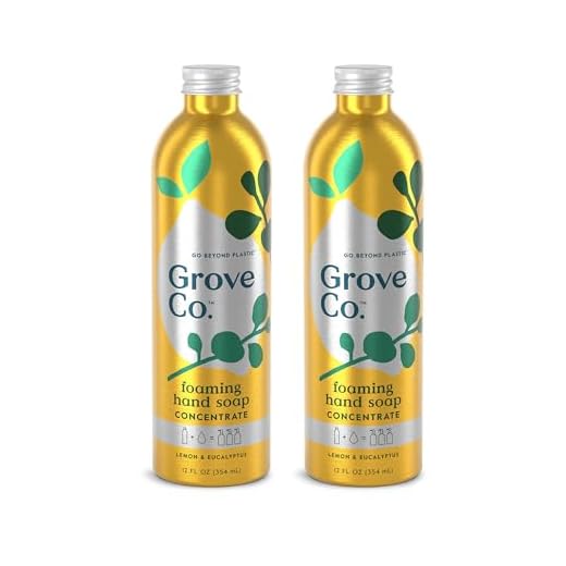 Grove Co. Hydrating Foaming Hand Soap Refills (2 x 12 Oz) Moisturizing Hand Wash, No Plastic or Parabens, Cruelty Free, 100% Natural Lemon & Eucalyptus Fragrance (Pack of 2)
