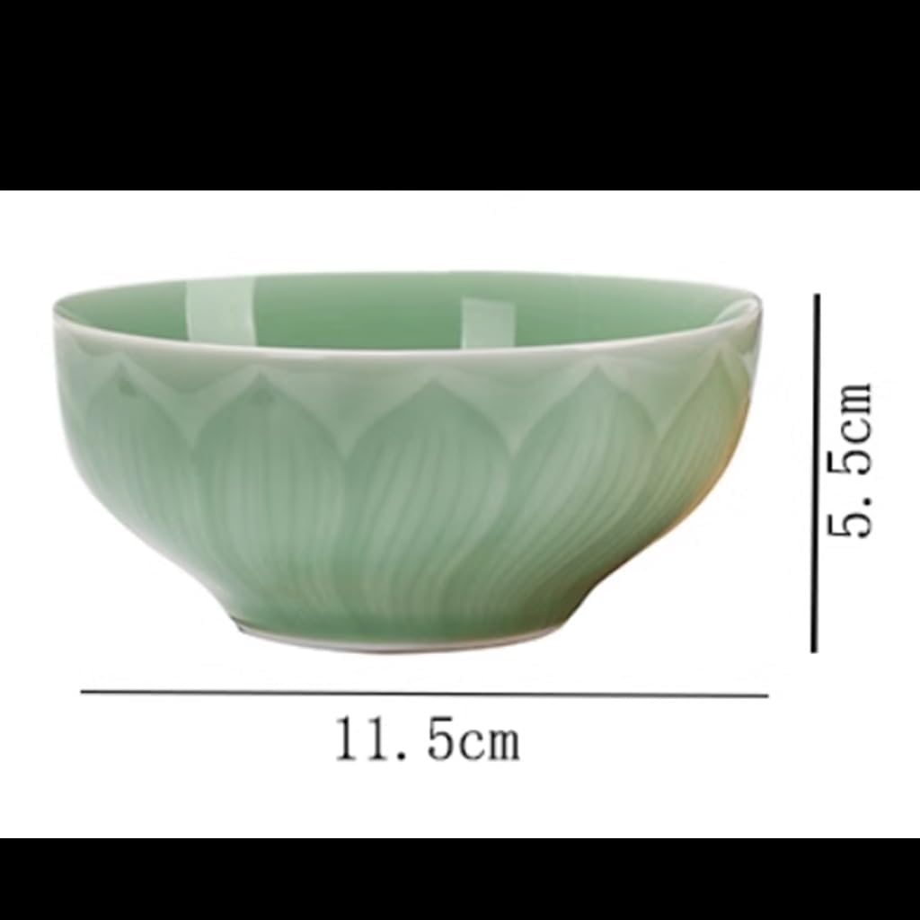 Household Rice Bowl Ceramic Longquan Celadon Flower Microwave Applicable Tableware