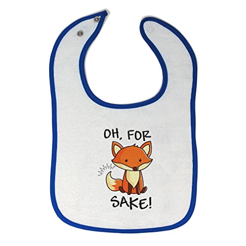 Toddler & Baby Bibs Burp Cloths Wild Animals Oh, for Sake! Fox Sitting Silently and Watching Cotton Baby Items for Baby Girl & Boy White Royal Blue Design Only