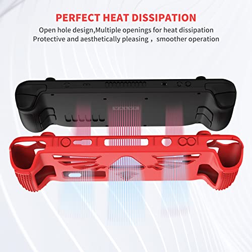Freeol Protective Case For Steam Deck, Thickened Silicone Cover With 4 Rocker Caps, Features Thick Silicone Full Protection, Shock Absorption And Scratch Resistant Design, Can Stand - Red #TOP3