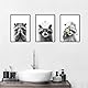JINZUNRUI Badezimmer Deko Bilder, Schwarz-weiß Bad Poster A4 Wandbilder, Lustige Raccoon Toilette Wand Deko, Leinwand Badezimmer Bilder- Ohne Rahmen