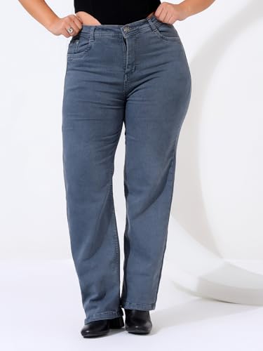 Image of Nifty Women's High Rise Denim Stretchable Straight Fit Plus Size Jeans