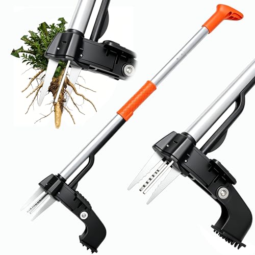 Rose Manor Standing Weed Puller Tool with 4 Claws, Upgraded Weed Remover Tool with Long Handle, Heavy Duty Weed Puller for Dandelion, Stand Up Weeder Root Removal Tool for Garden Lawn Yard