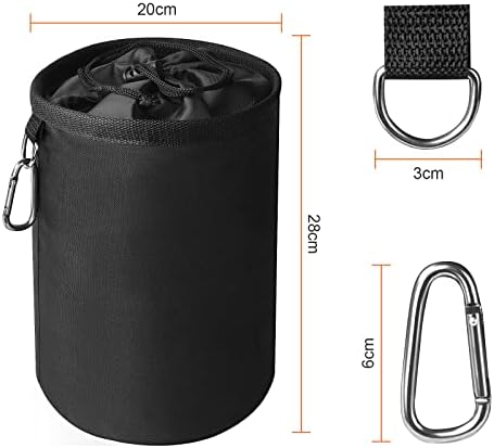 Vicloon Premium Peg Bag, Black Large Peg Bag with Closing Cord and Hanging Snap Hook, Peg Bag for Laundry Clothes Pegs, Indoor Outdoor Pegs Organizer Storage Use