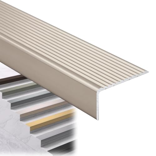 Perfil para cantos escaleras con estriado antideslizante de aluminio en L de seguridad