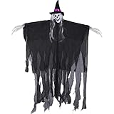 Esqueleto Fantasma Colgante Halloween Decoración Bruja para Jardín Exterior Interior
