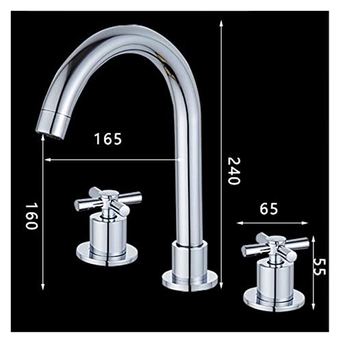 Robinet de lavabo eau chaude et froide en laiton chromé à large diffusion